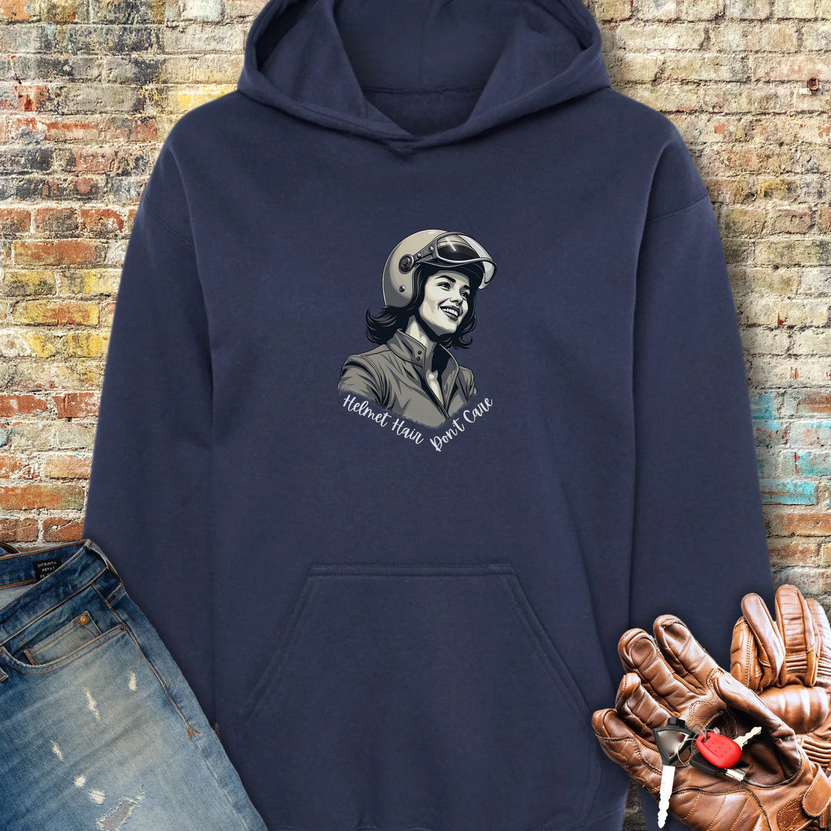 Helmet Hair Hoodie - Navy