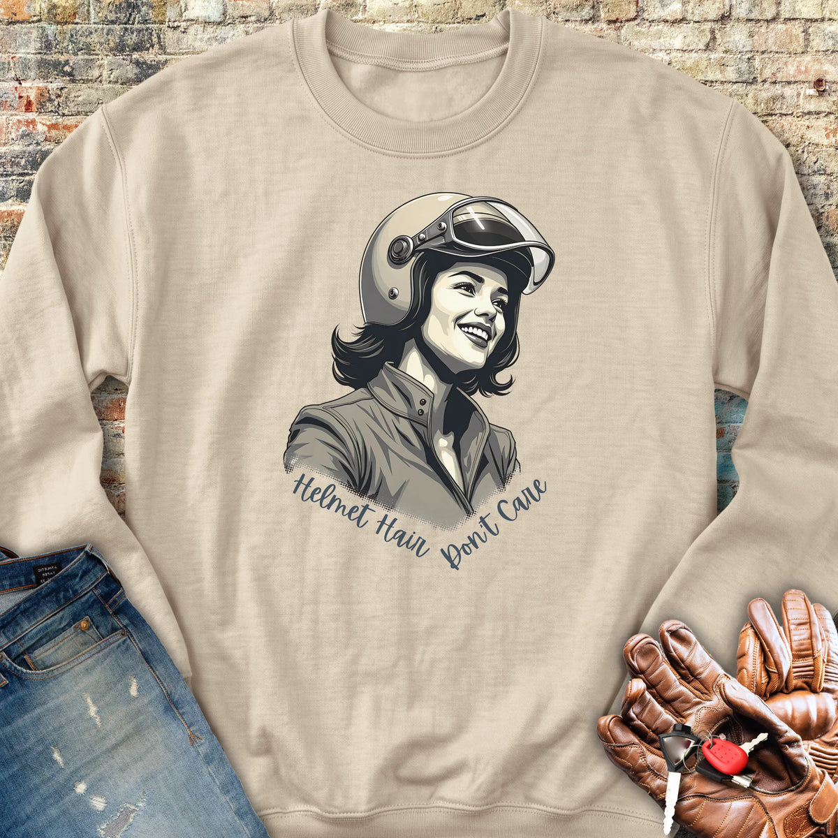 Helmet Hair Sweatshirt - Sand