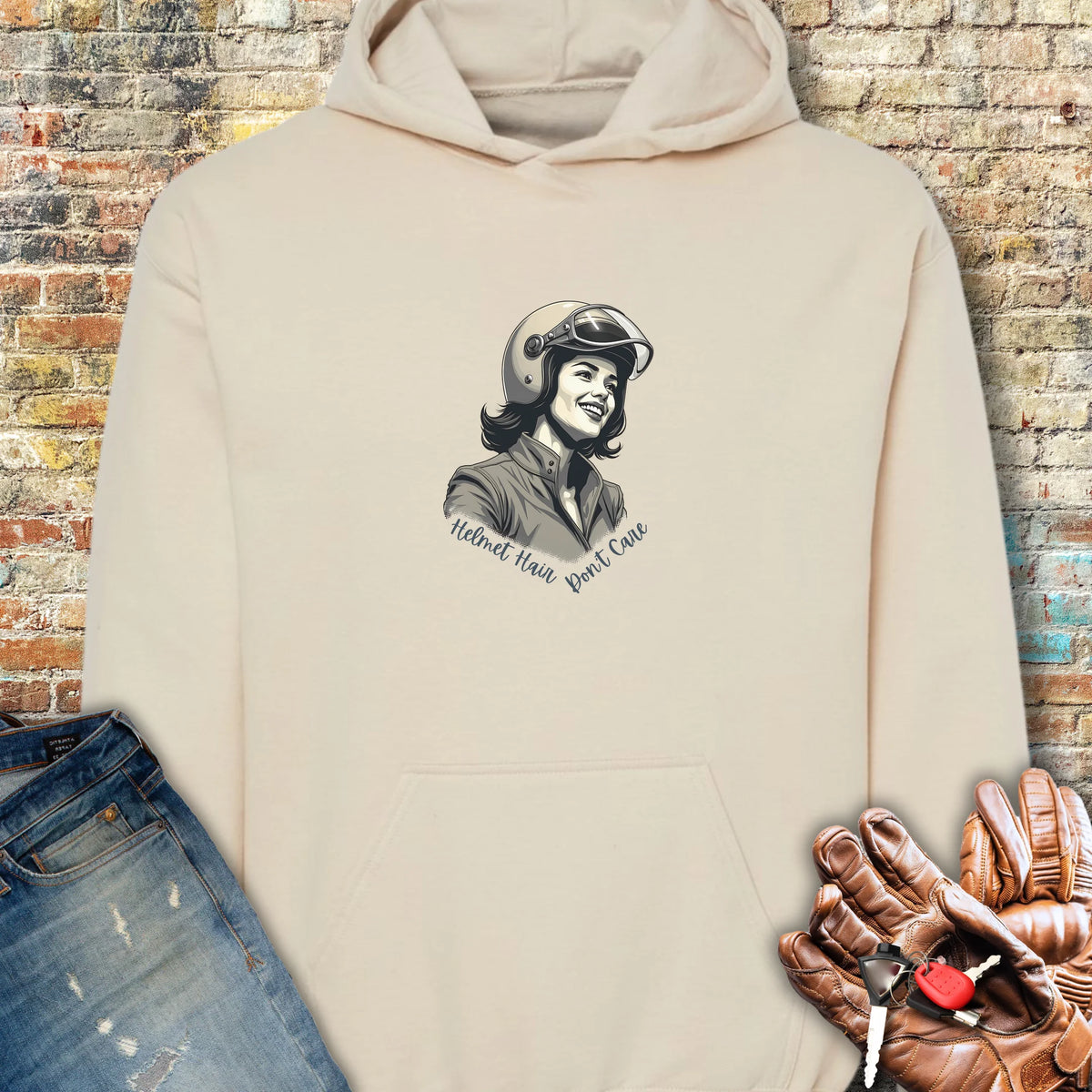 Helmet Hair Hoodie - Sand