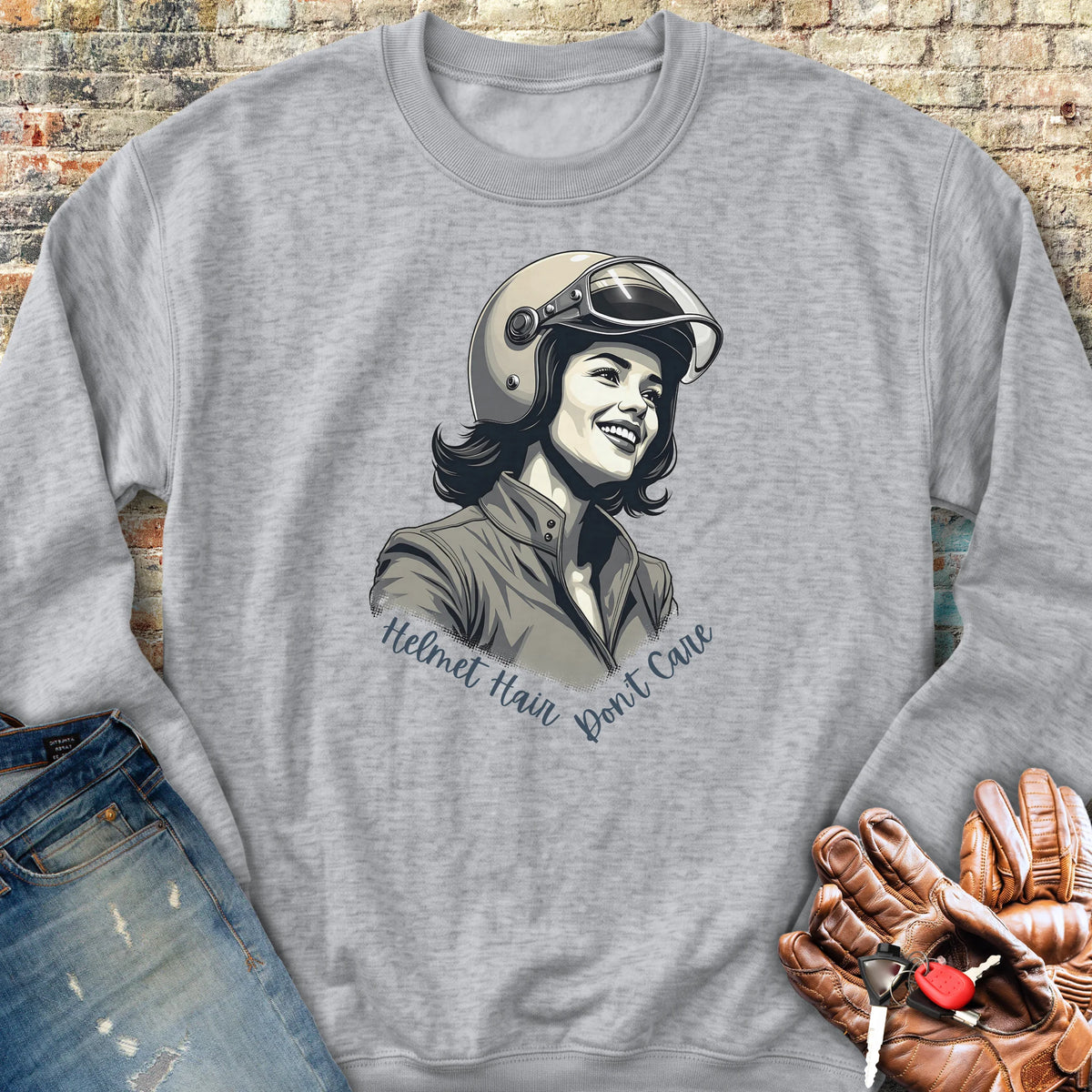 Helmet Hair Sweatshirt - Sport Grey