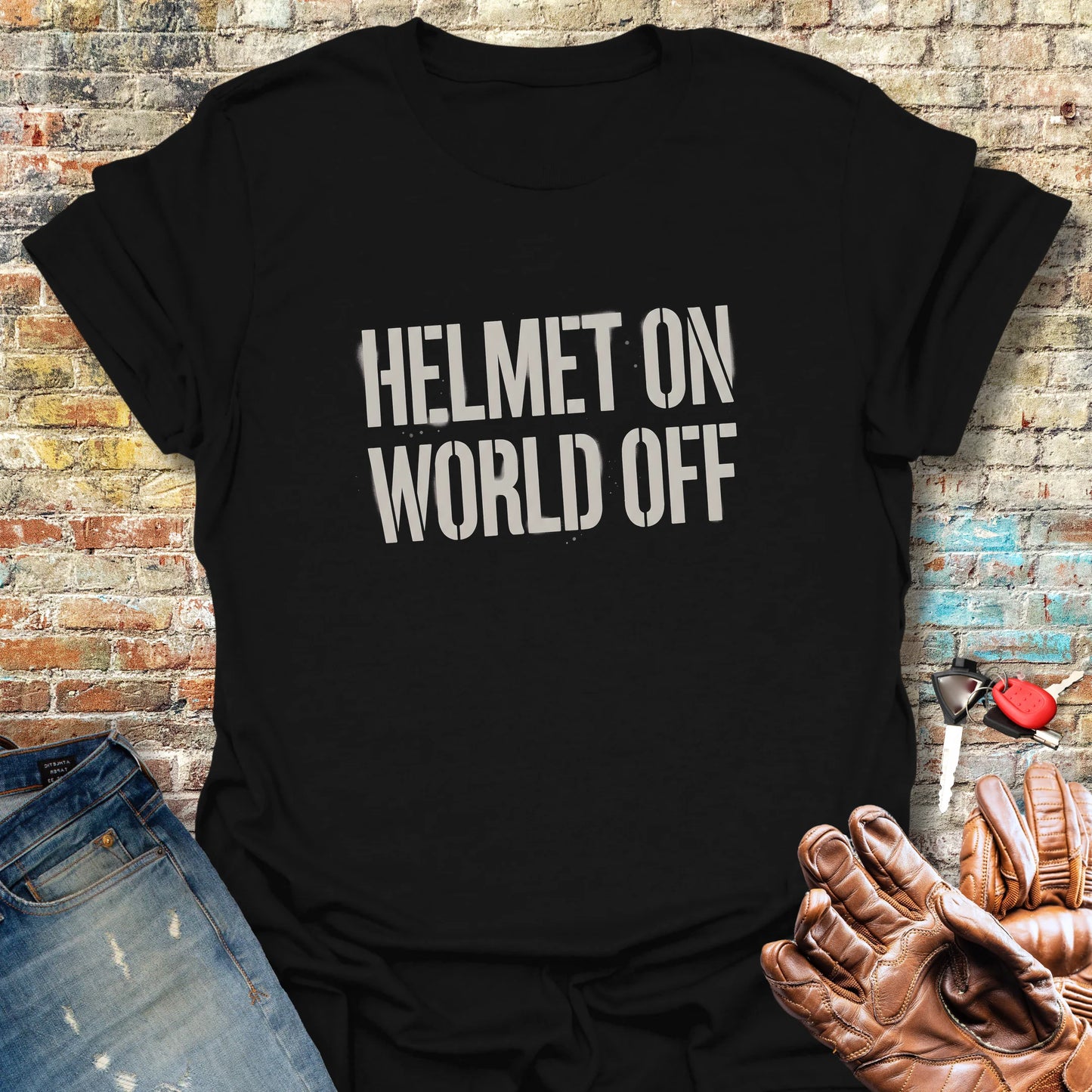 Helmet On T-Shirt - Black
