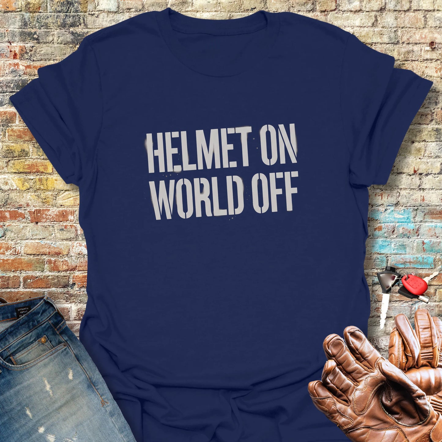 Helmet On T-Shirt - Navy