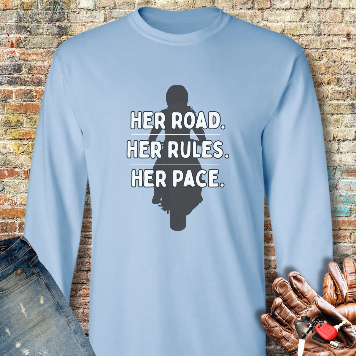 Her Rules Long Sleeve T-Shirt - Light Blue