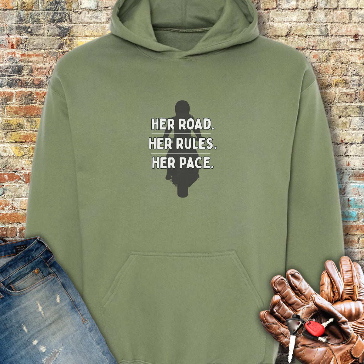 Her Rules Hoodie - Military Green