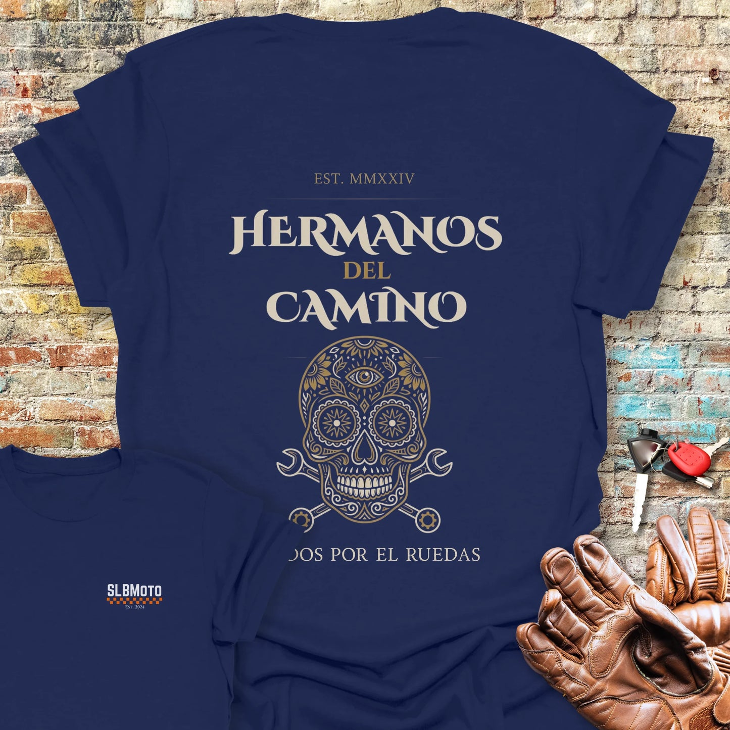 Hermanos Del Camino Back Print T-Shirt - Navy