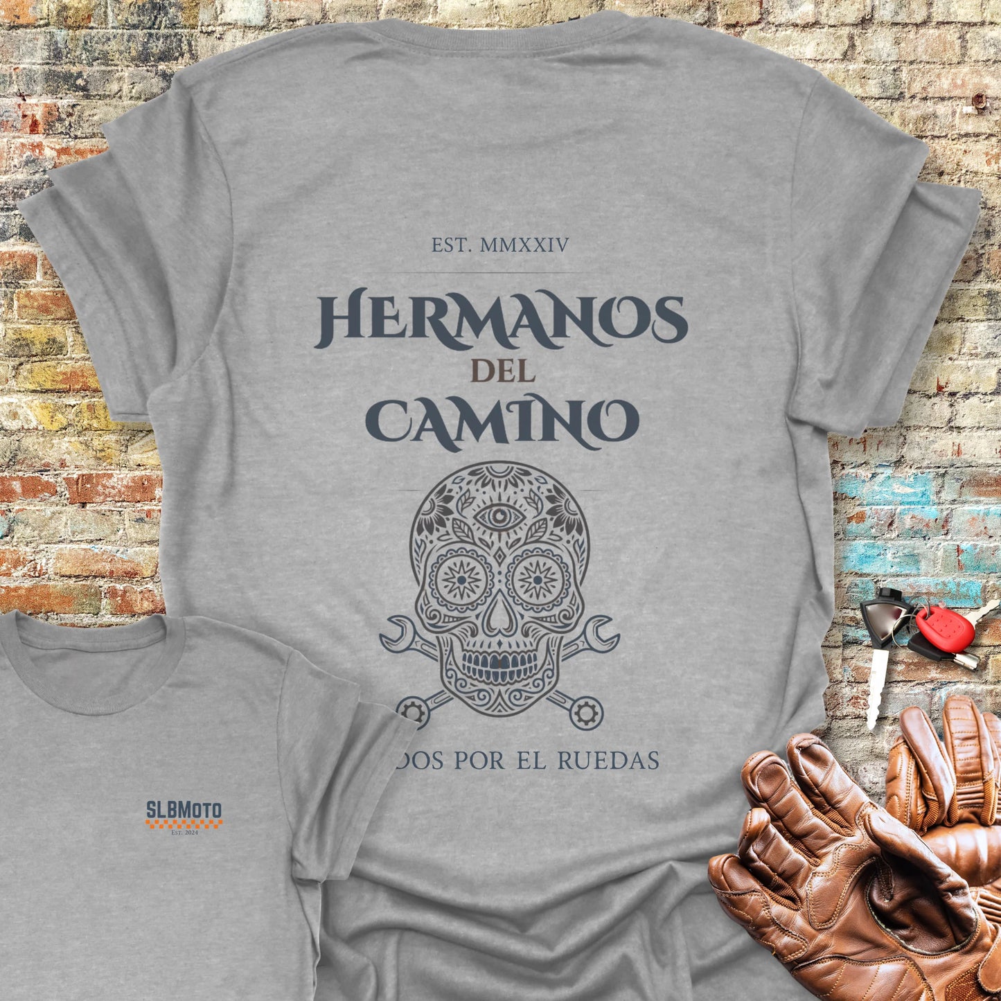 Hermanos Del Camino Back Print T-Shirt - Sport Grey