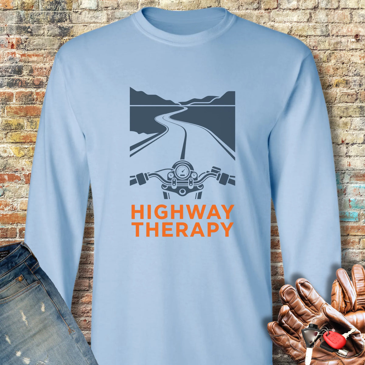 Highway Therapy Long Sleeve T-Shirt - Light Blue
