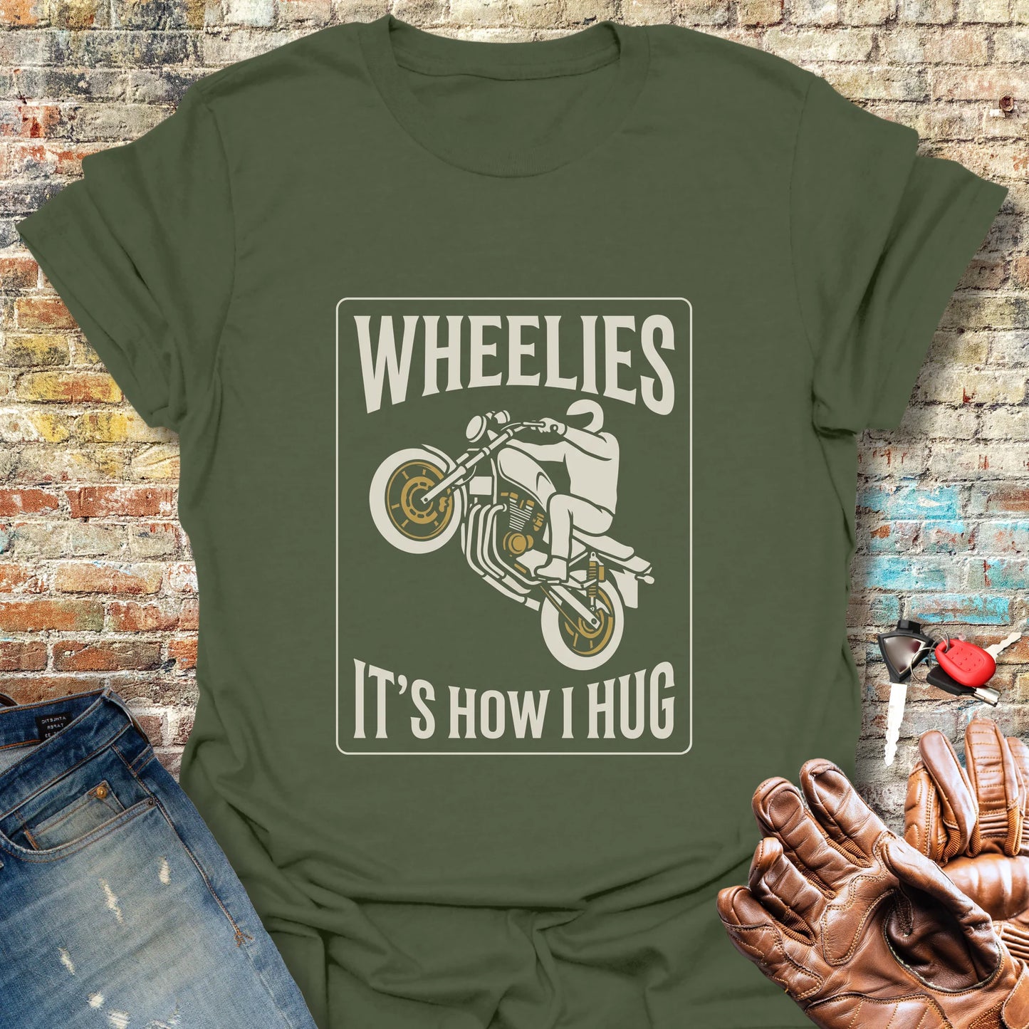 How I Hug T-Shirt - Military Green