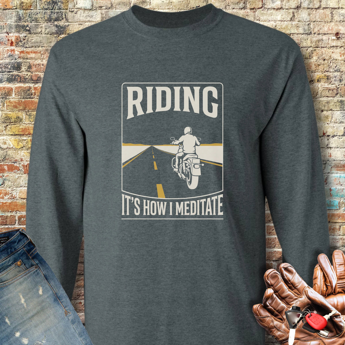 How I Meditate Long Sleeve T-Shirt - Dark Heather