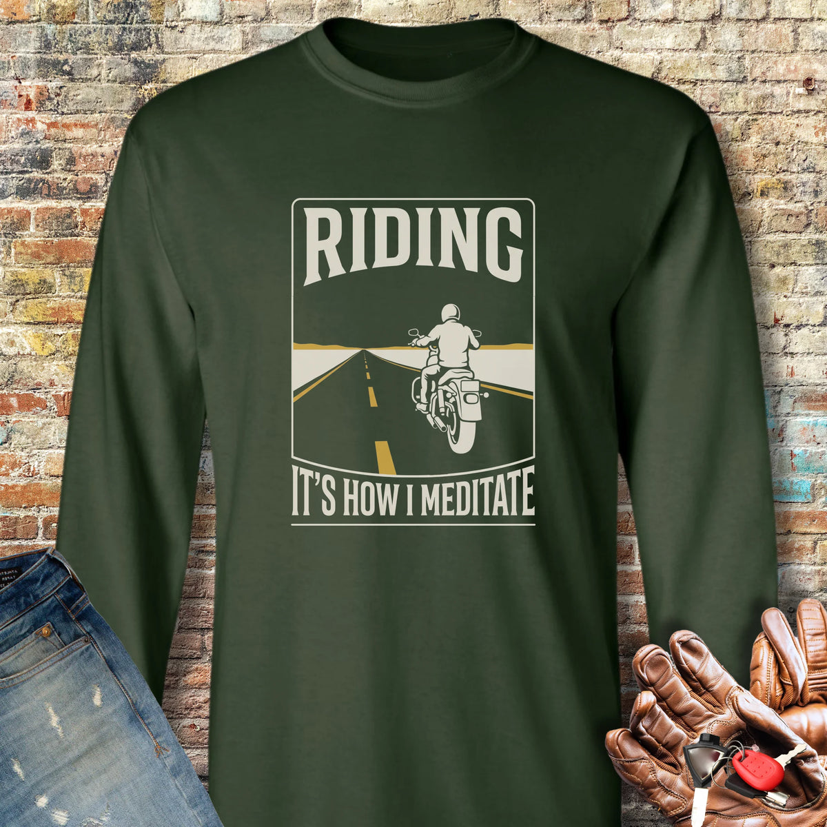 How I Meditate Long Sleeve T-Shirt - Forest Green