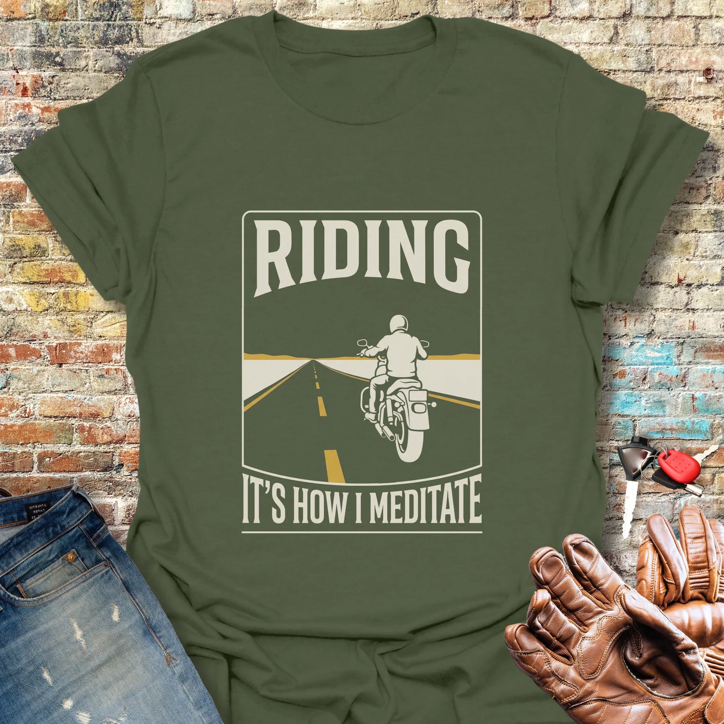 How I Meditate T-Shirt - Military Green