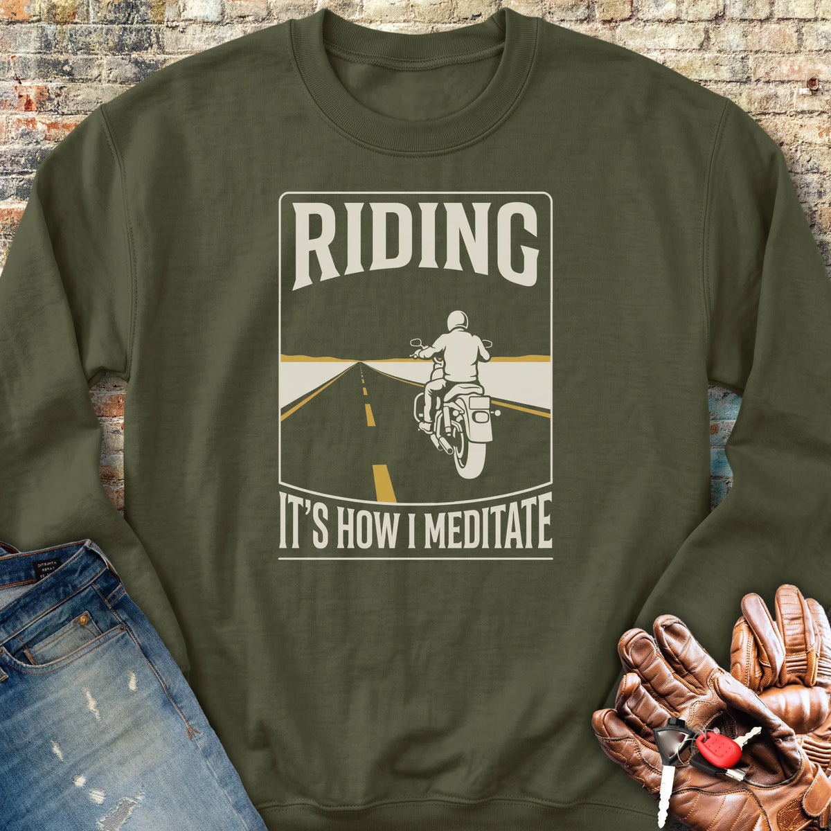 How I Meditate Sweatshirt - Military Green