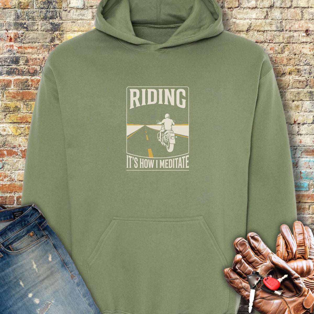 How I Meditate Hoodie - Military Green