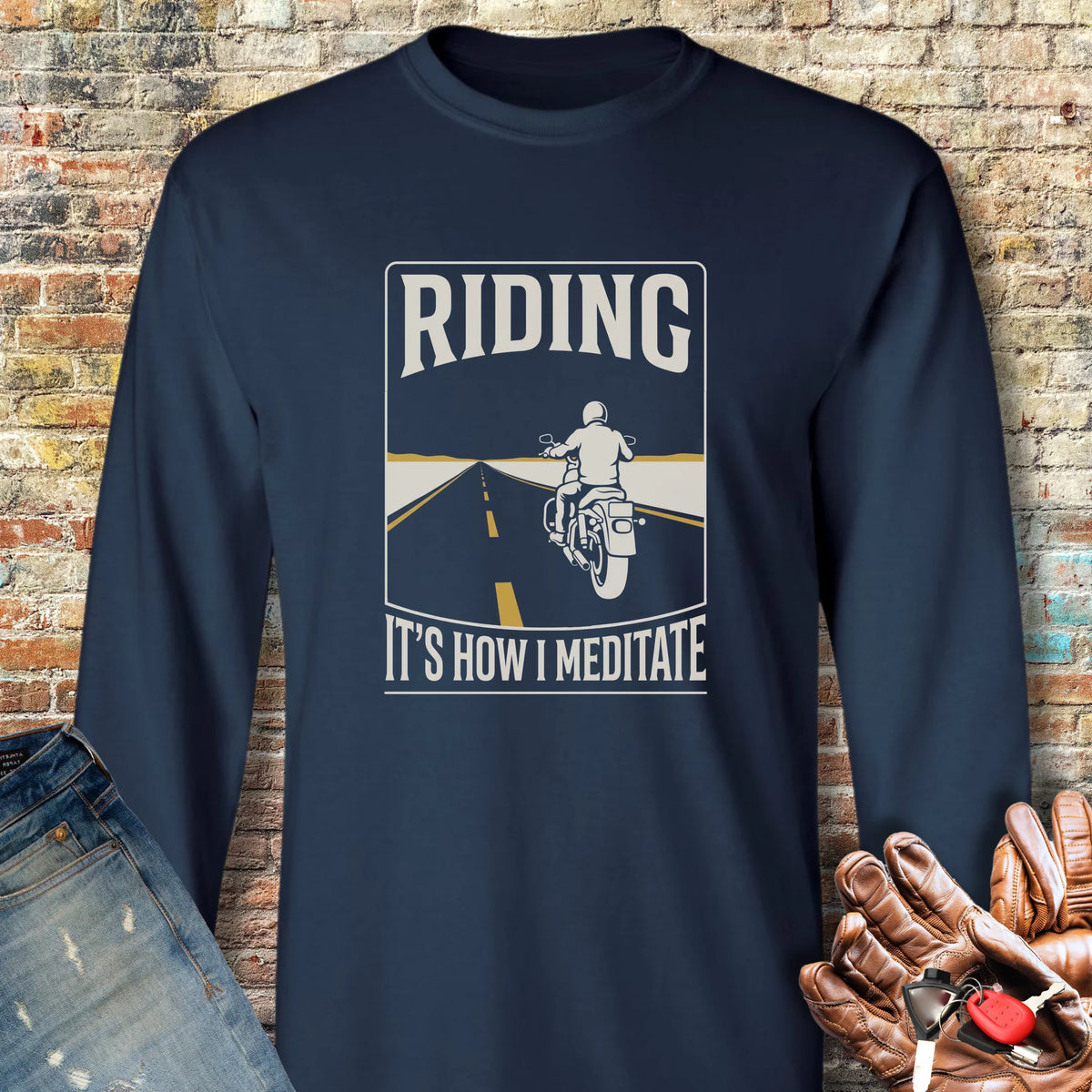 How I Meditate Long Sleeve T-Shirt - Navy