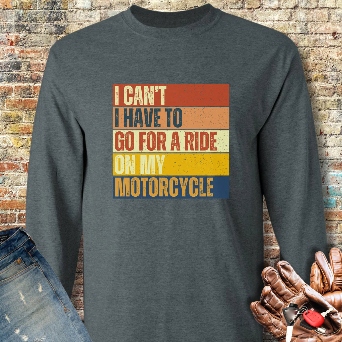I Can't (Block) Long Sleeve T-Shirt - Dark Heather