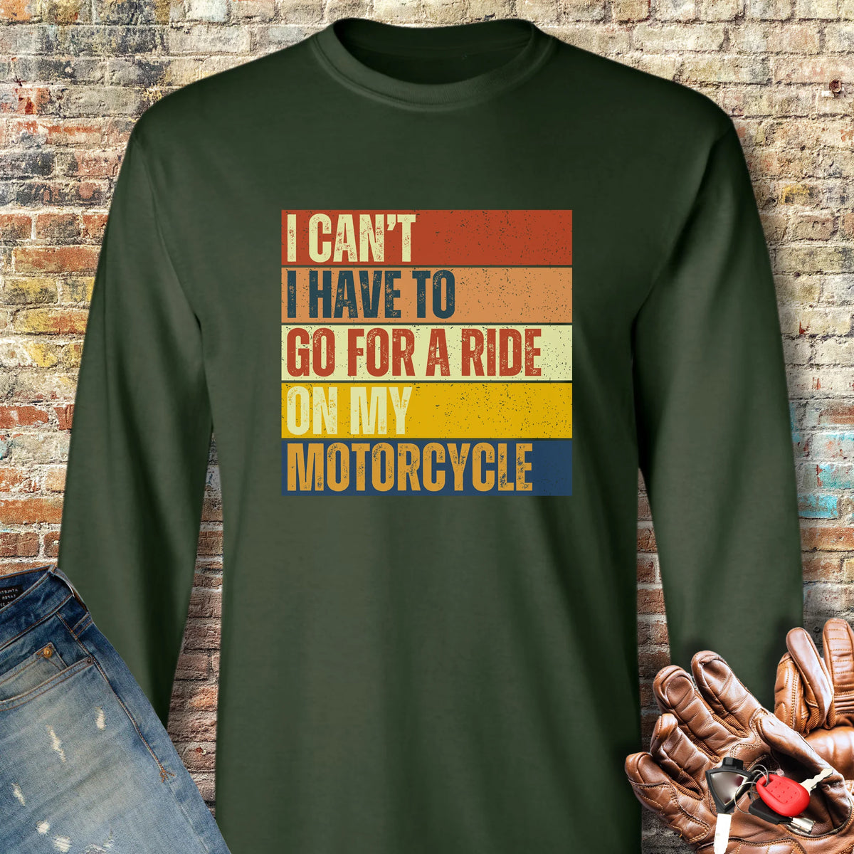 I Can't (Block) Long Sleeve T-Shirt - Forest Green