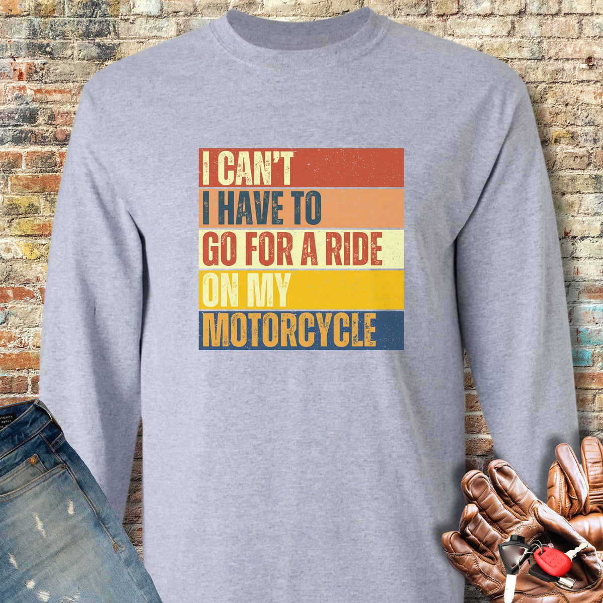 I Can't (Block) Long Sleeve T-Shirt - Sport Grey