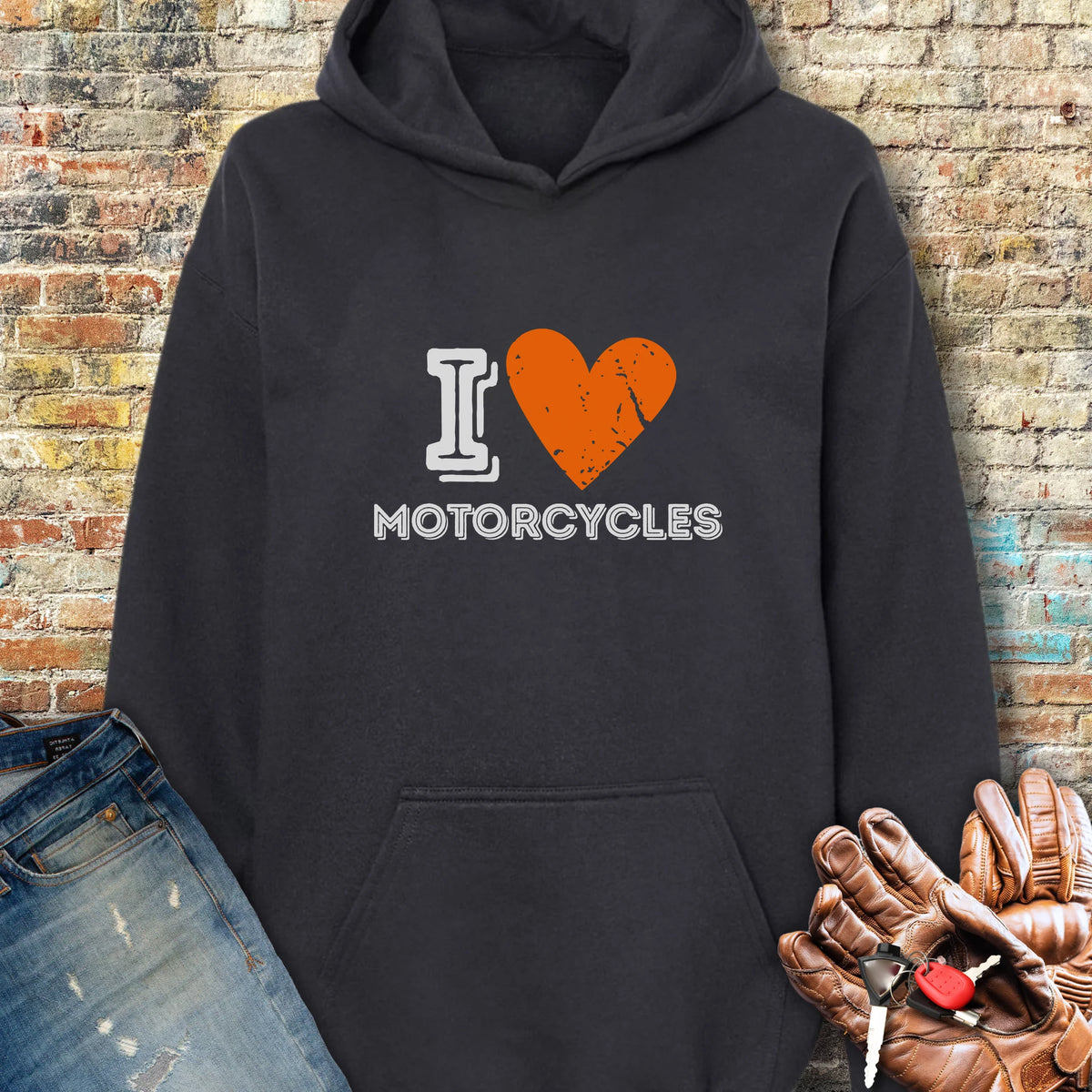 I Heart Motorcycles Hoodie - Black