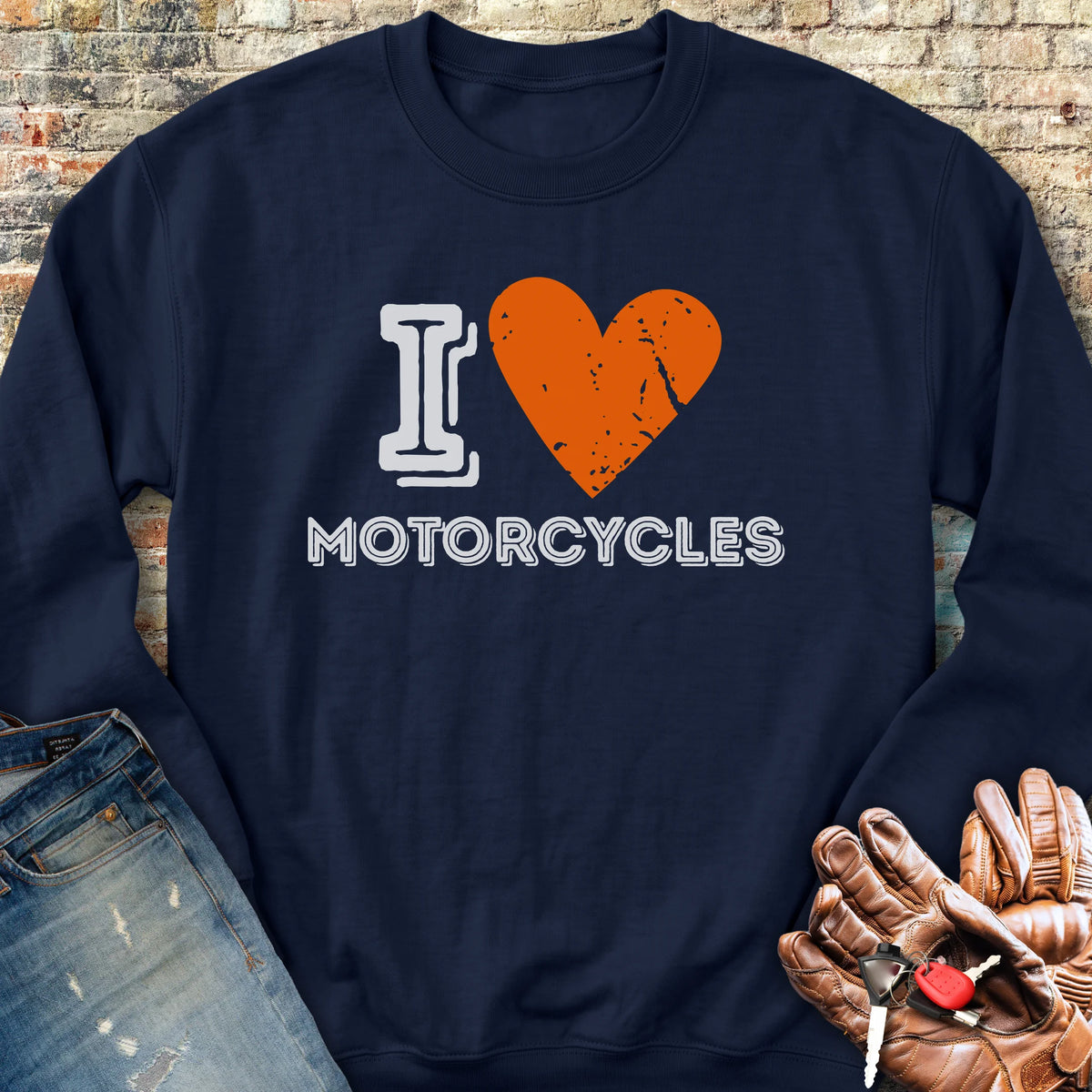 I Heart Motorcycles Sweatshirt - Navy