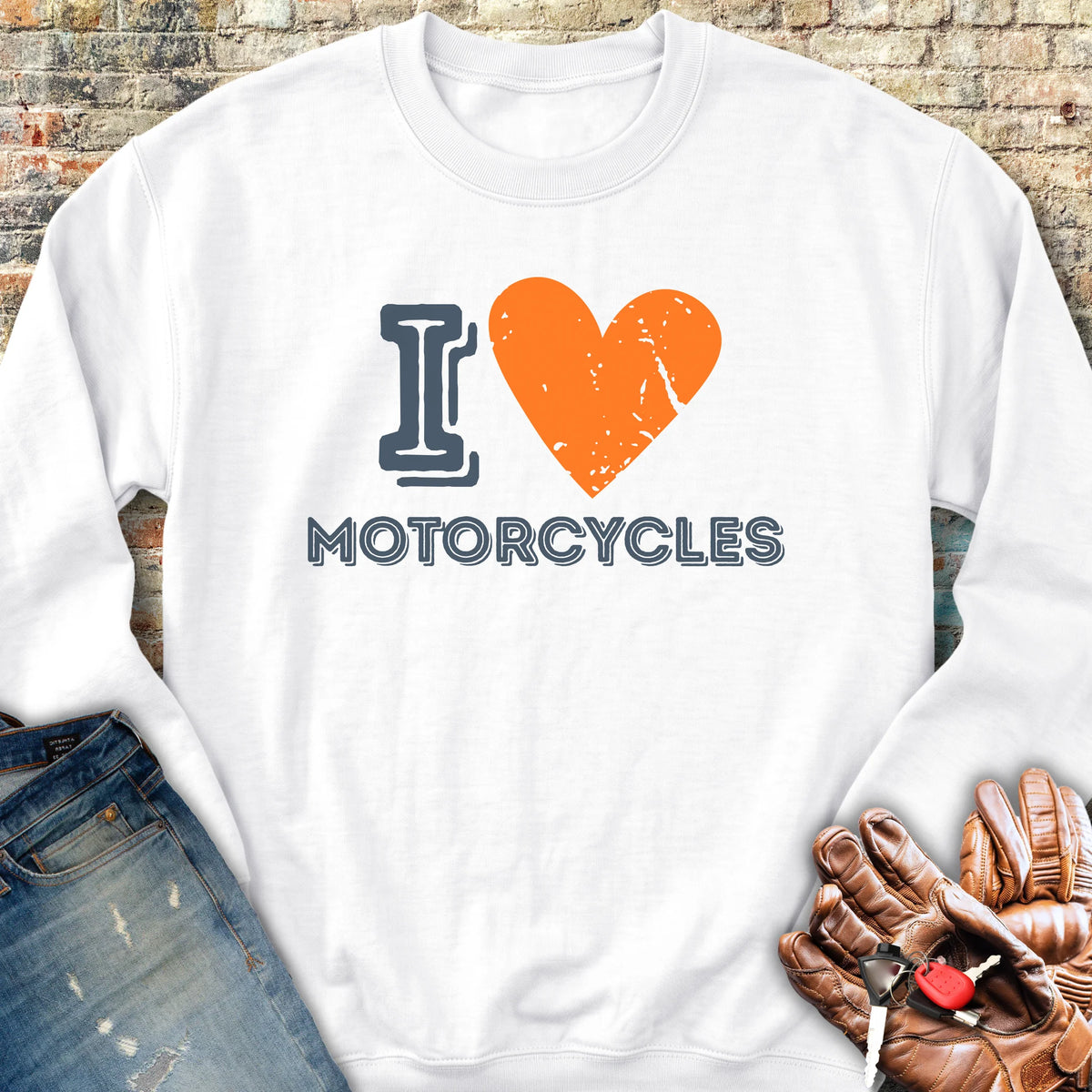 I Heart Motorcycles Sweatshirt - White