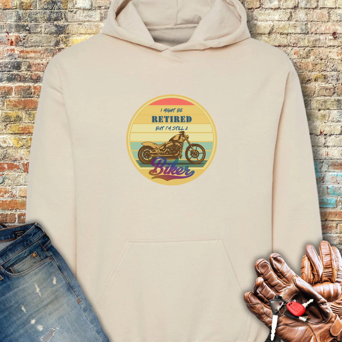 I Might Be Retired Hoodie - Sand