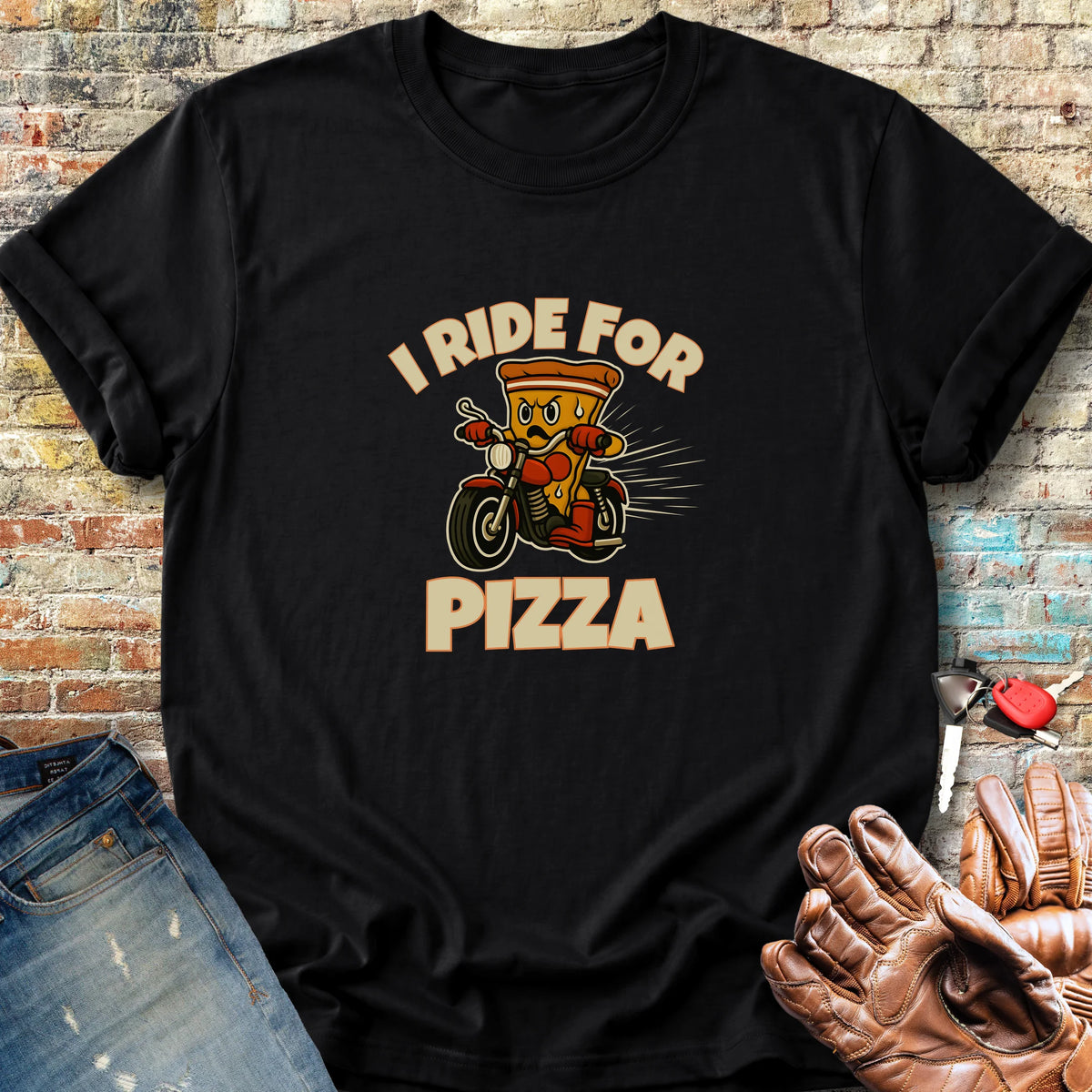 I Ride For Pizza Classic T-Shirt - Black