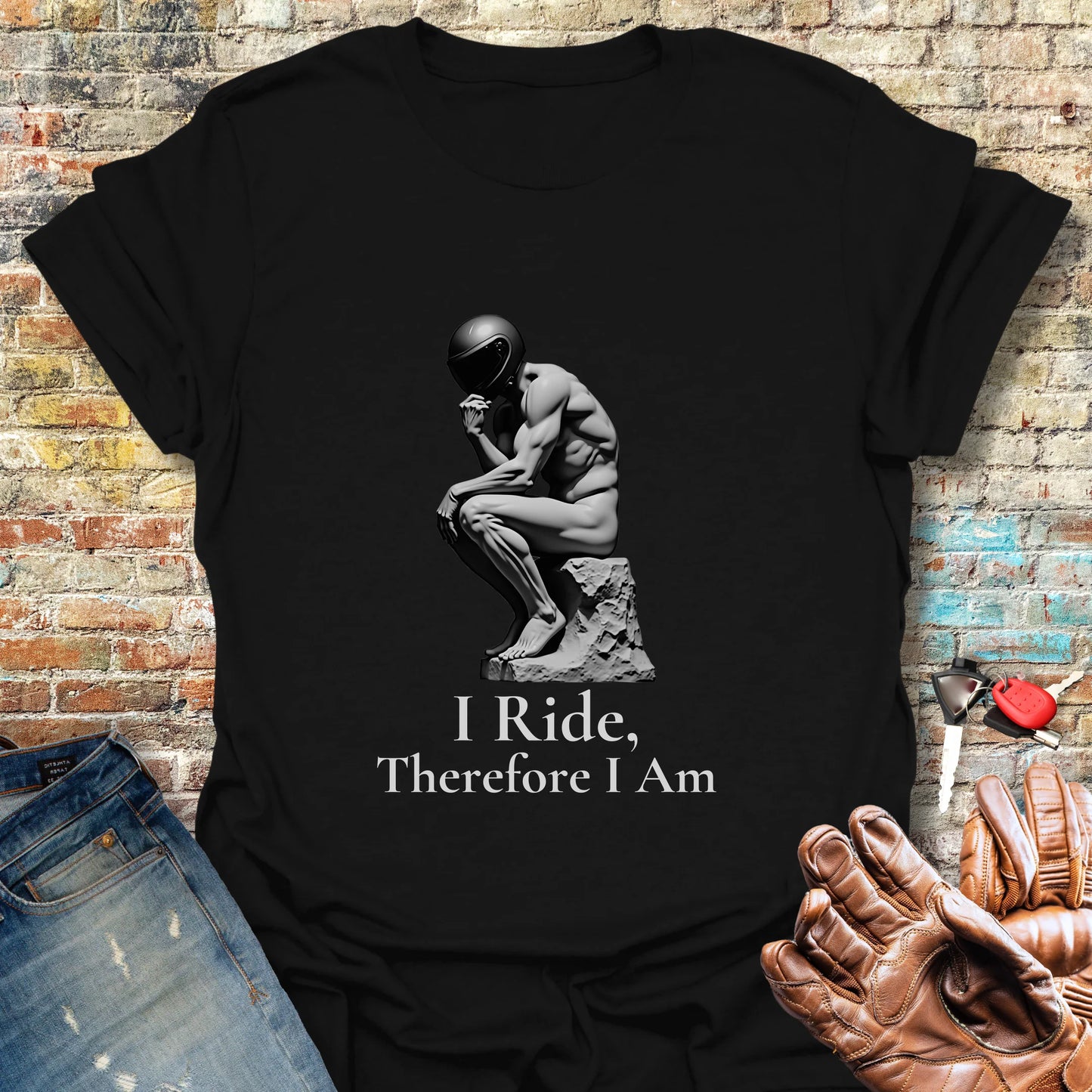 I Ride Therefore I Am T-Shirt - Black