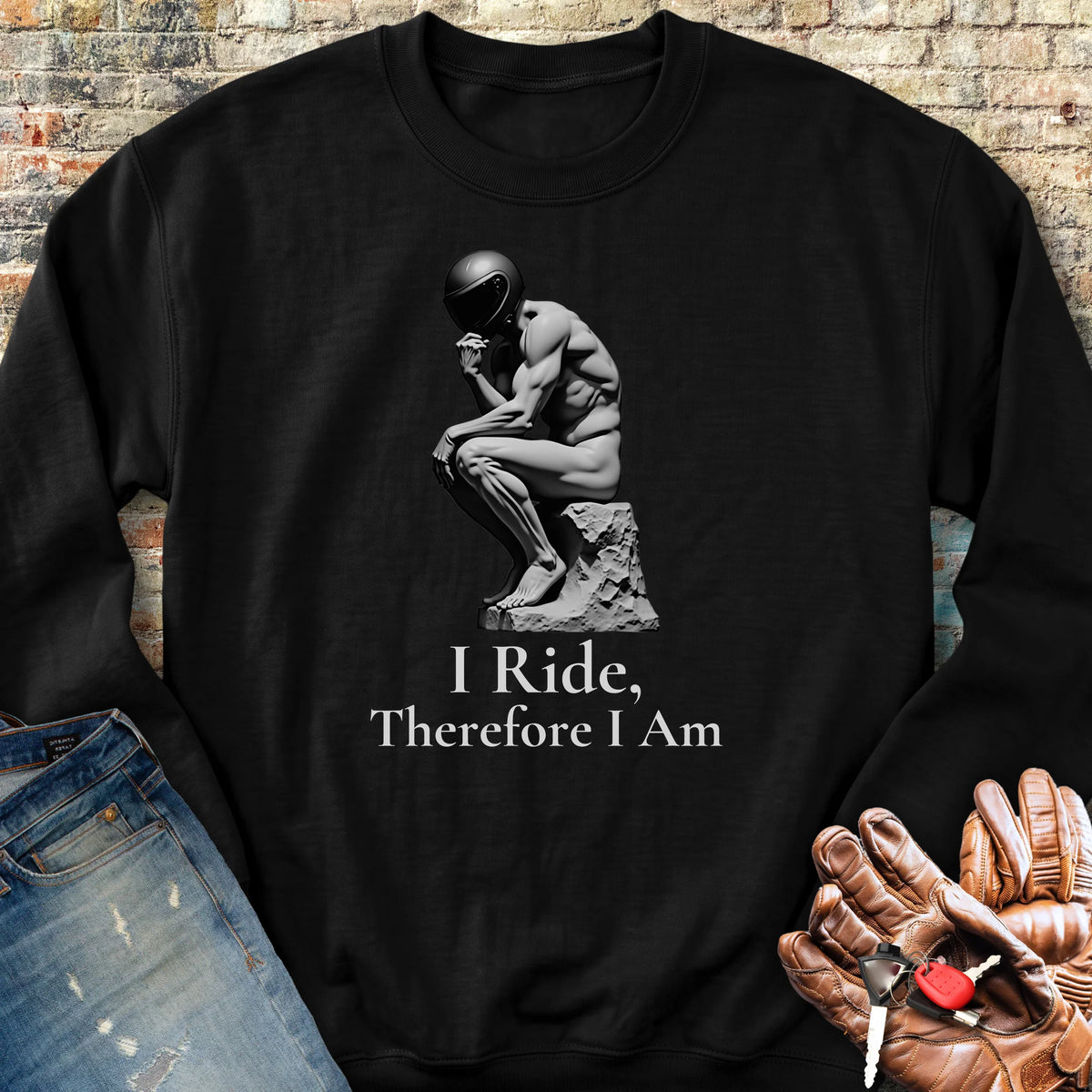 I Ride Therefore I Am Sweatshirt - Black