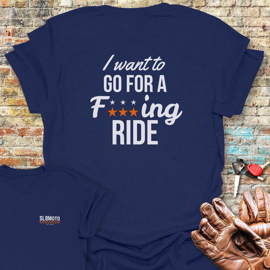 I Want To Go For A Ride Back Print T-Shirt - Navy