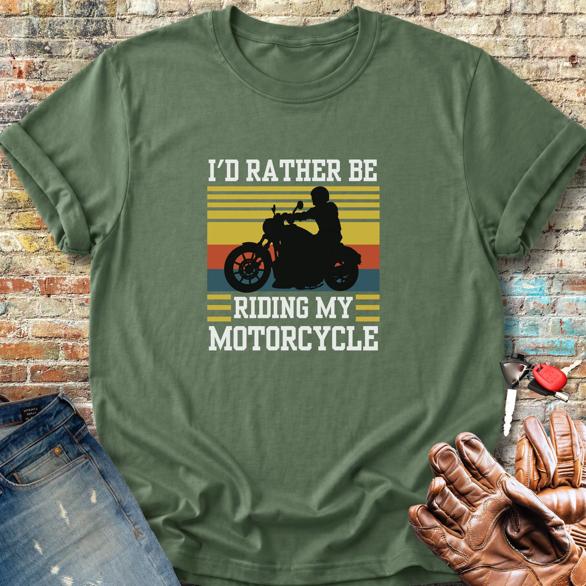 I'd Rather Be Riding (Cruiser) Classic T-Shirt - Military Green