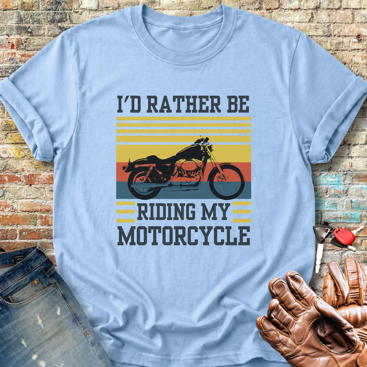 I'd Rather Be Riding (Harley) Classic T-Shirt - Light Blue