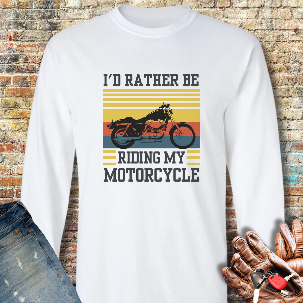 I'd Rather Be Riding (Harley) Long Sleeve T-Shirt - White