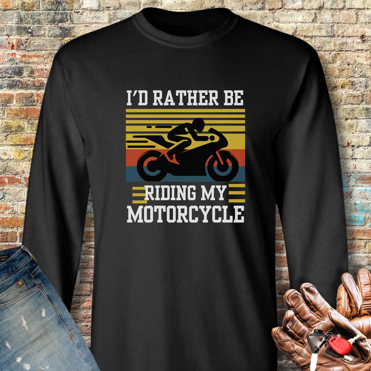 I'd Rather Be Riding (Sports) Long Sleeve T-Shirt - Black