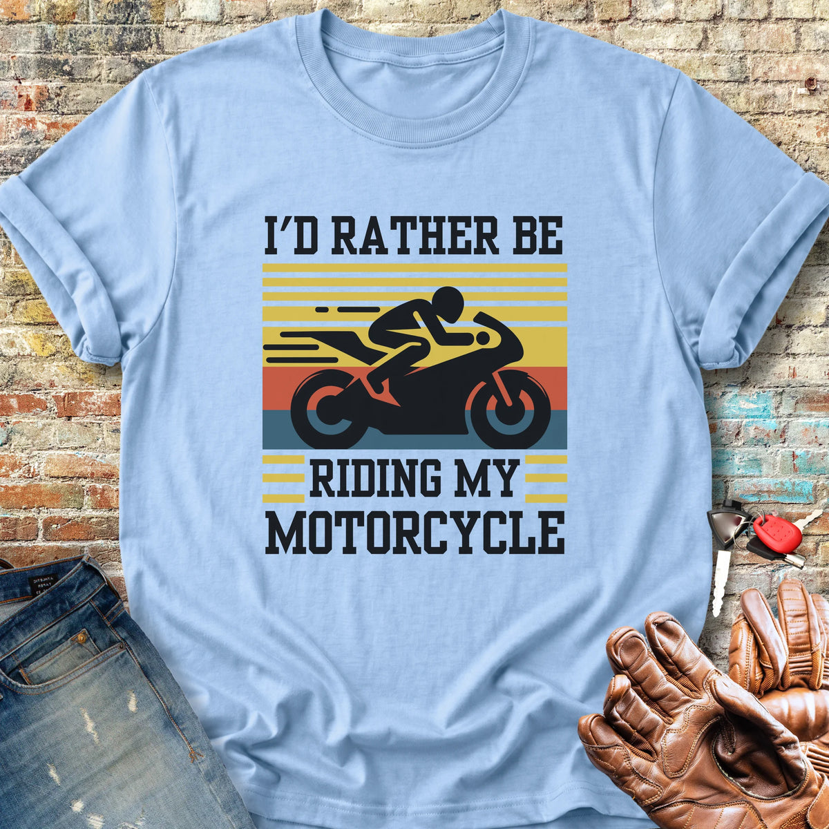 I'd Rather Be Riding (Sports) Classic T-Shirt - Light Blue