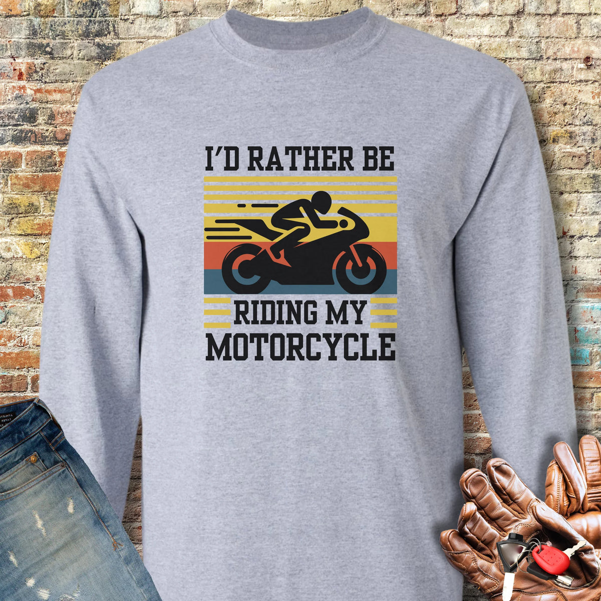 I'd Rather Be Riding (Sports) Long Sleeve T-Shirt - Sport Grey