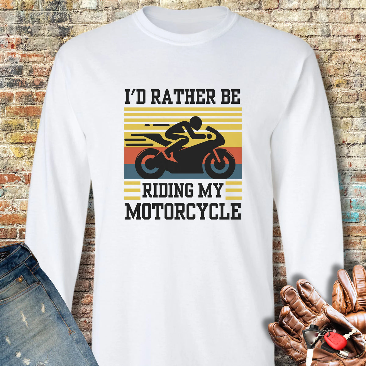I'd Rather Be Riding (Sports) Long Sleeve T-Shirt - White