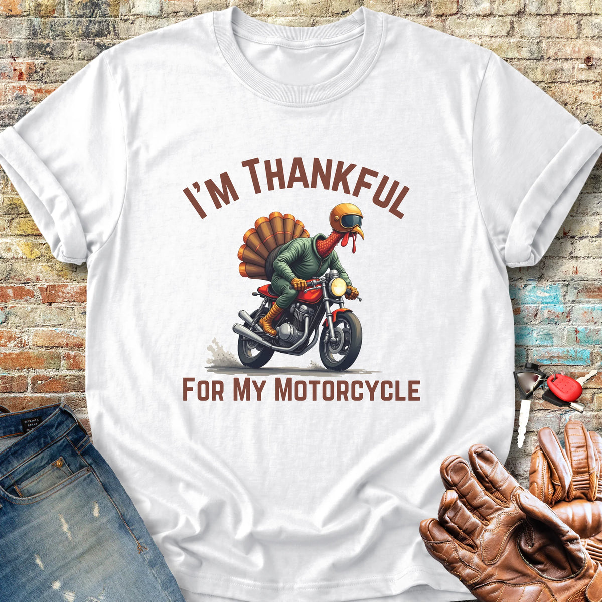 I'm Thankful For My Motorcycle Classic T-Shirt - White