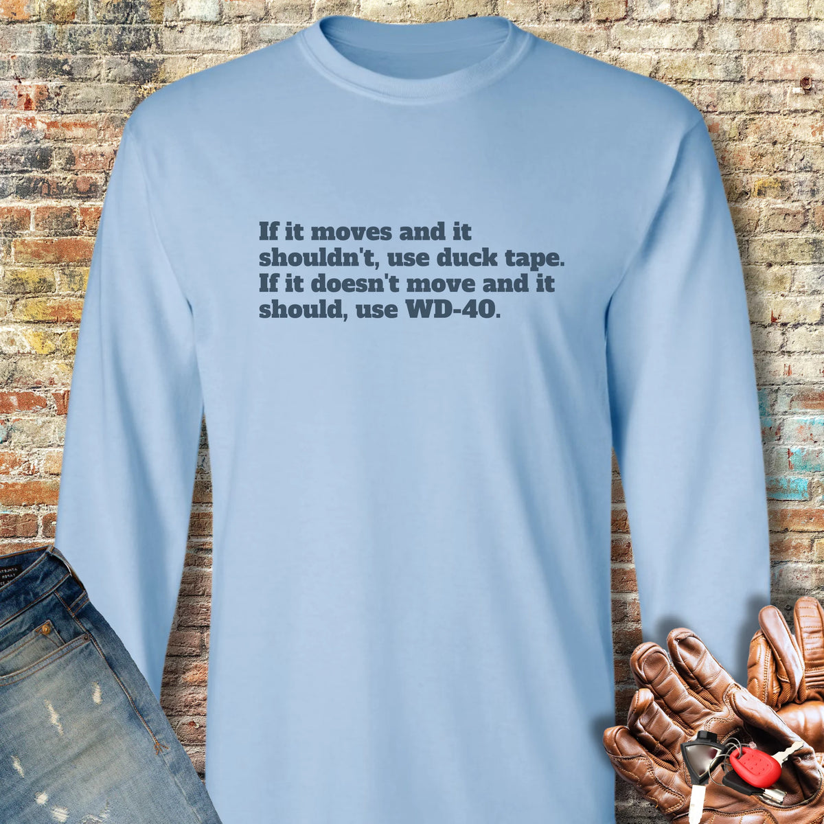 If It Moves Long Sleeve T-Shirt - Light Blue
