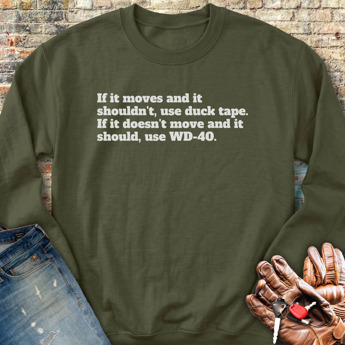 If It Moves Sweatshirt - Military Green