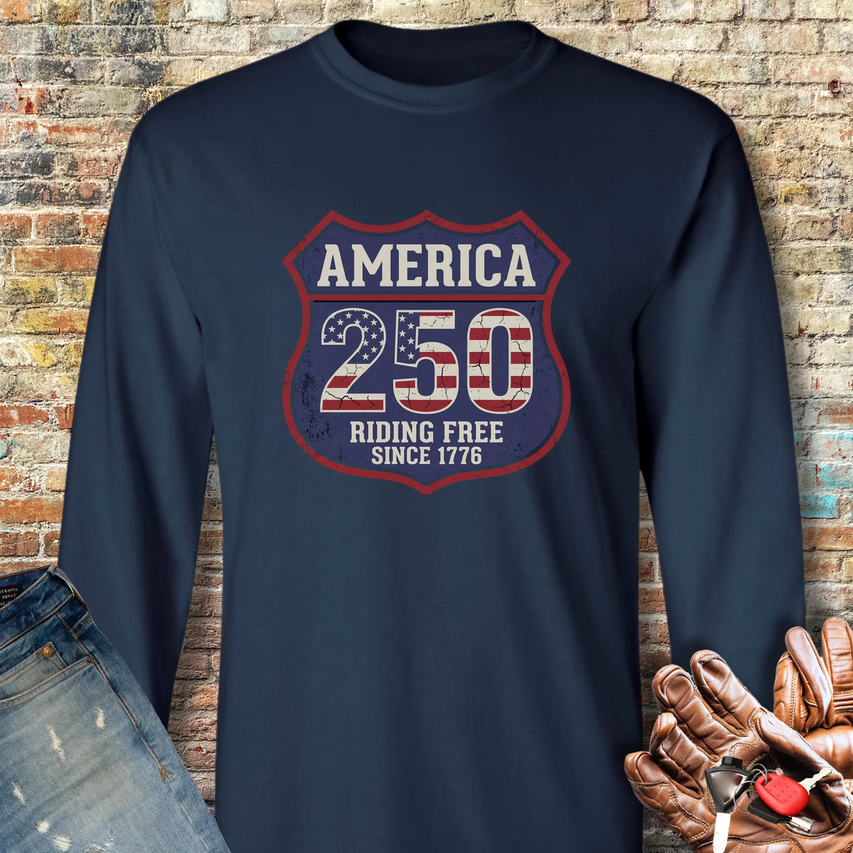 Interstate 250 Long Sleeve T-Shirt - Navy