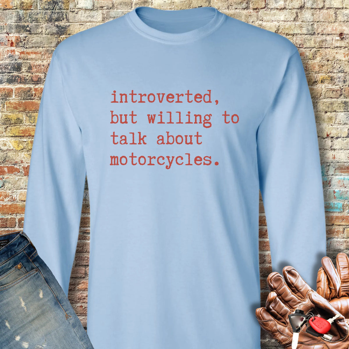 Introverted Long Sleeve T-Shirt - Light Blue