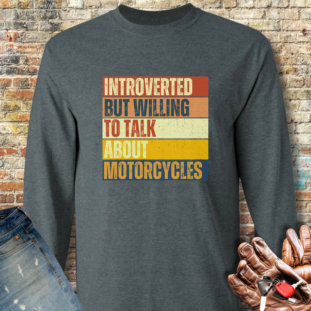 Introverted (Block) Long Sleeve T-Shirt - Dark Heather
