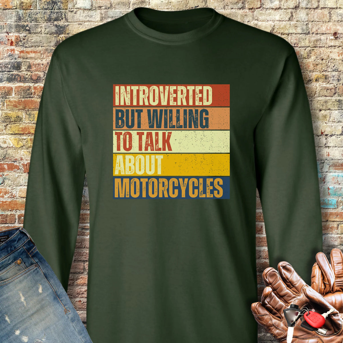Introverted (Block) Long Sleeve T-Shirt - Forest Green