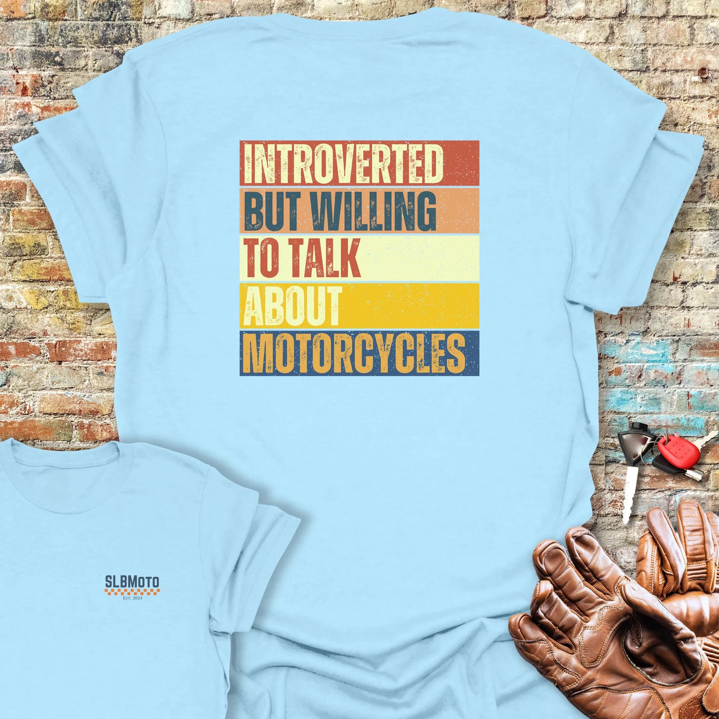Introverted (Block) Back Print T-Shirt - Light Blue