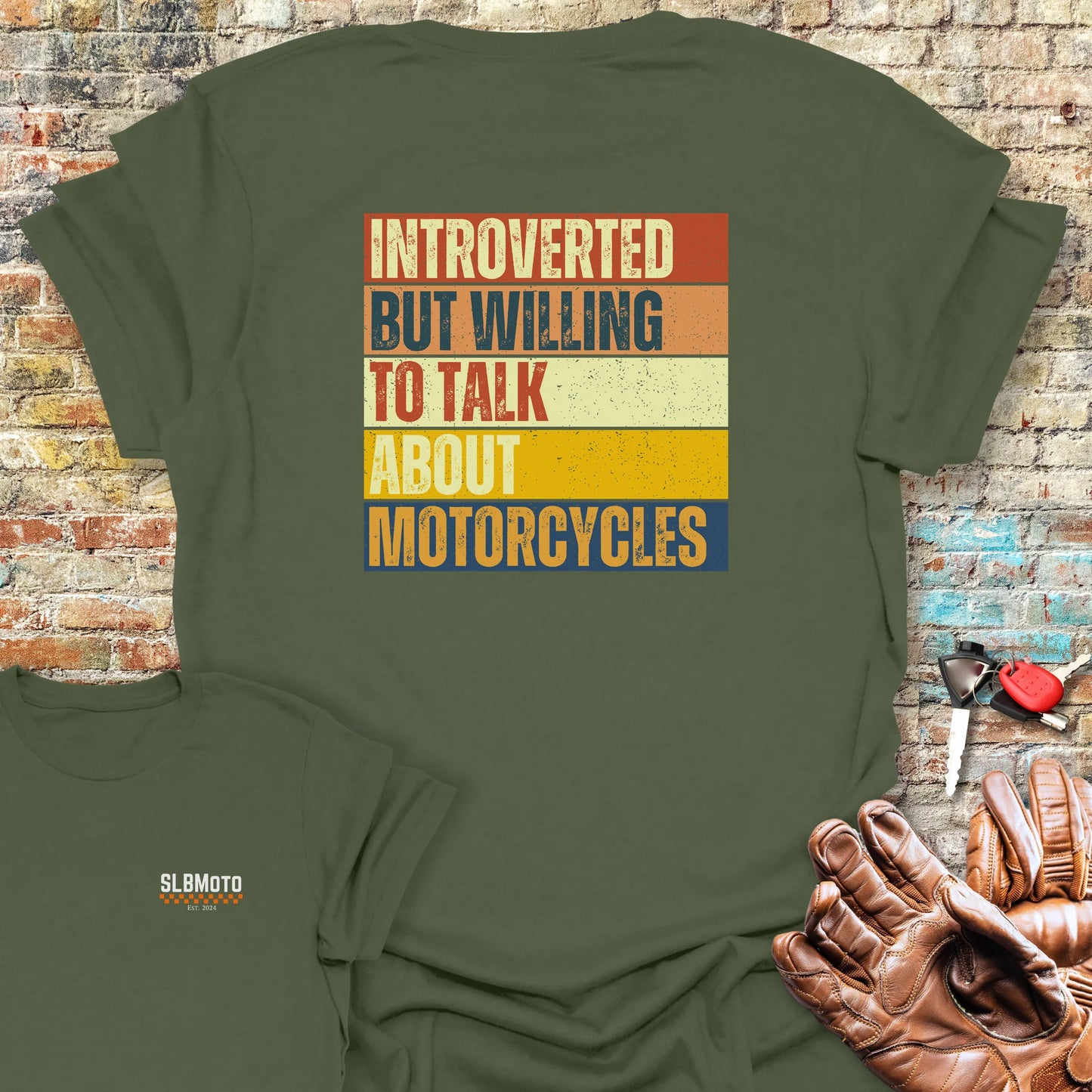 Introverted (Block) Back Print T-Shirt - Military Green