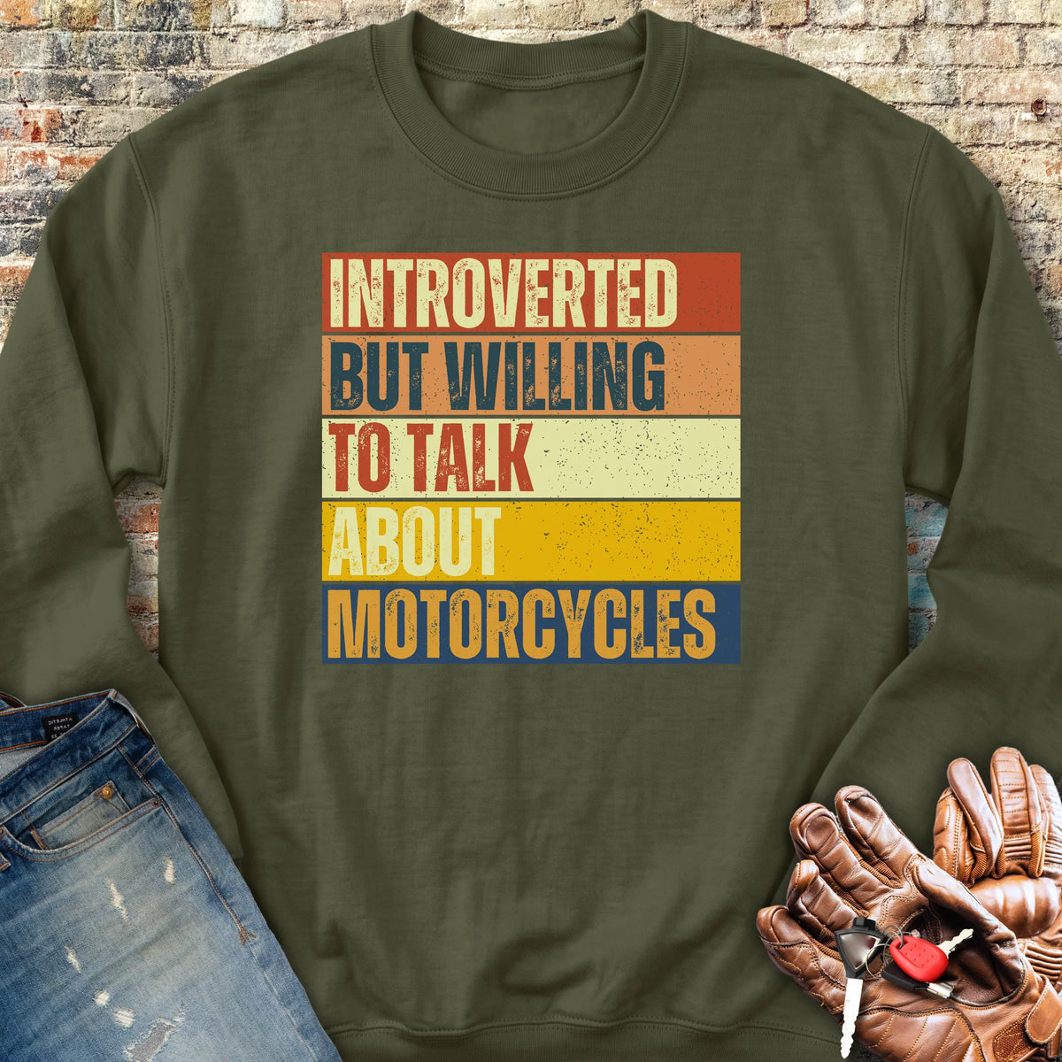 Introverted (Block) Sweatshirt - Military Green