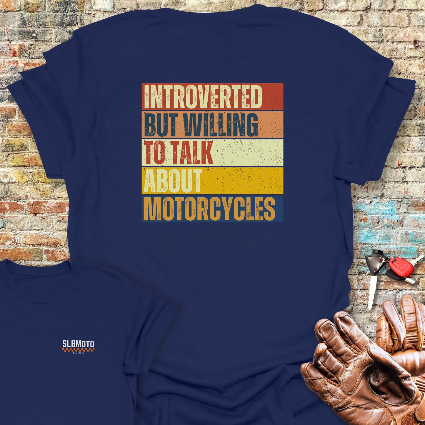 Introverted (Block) Back Print T-Shirt - Navy