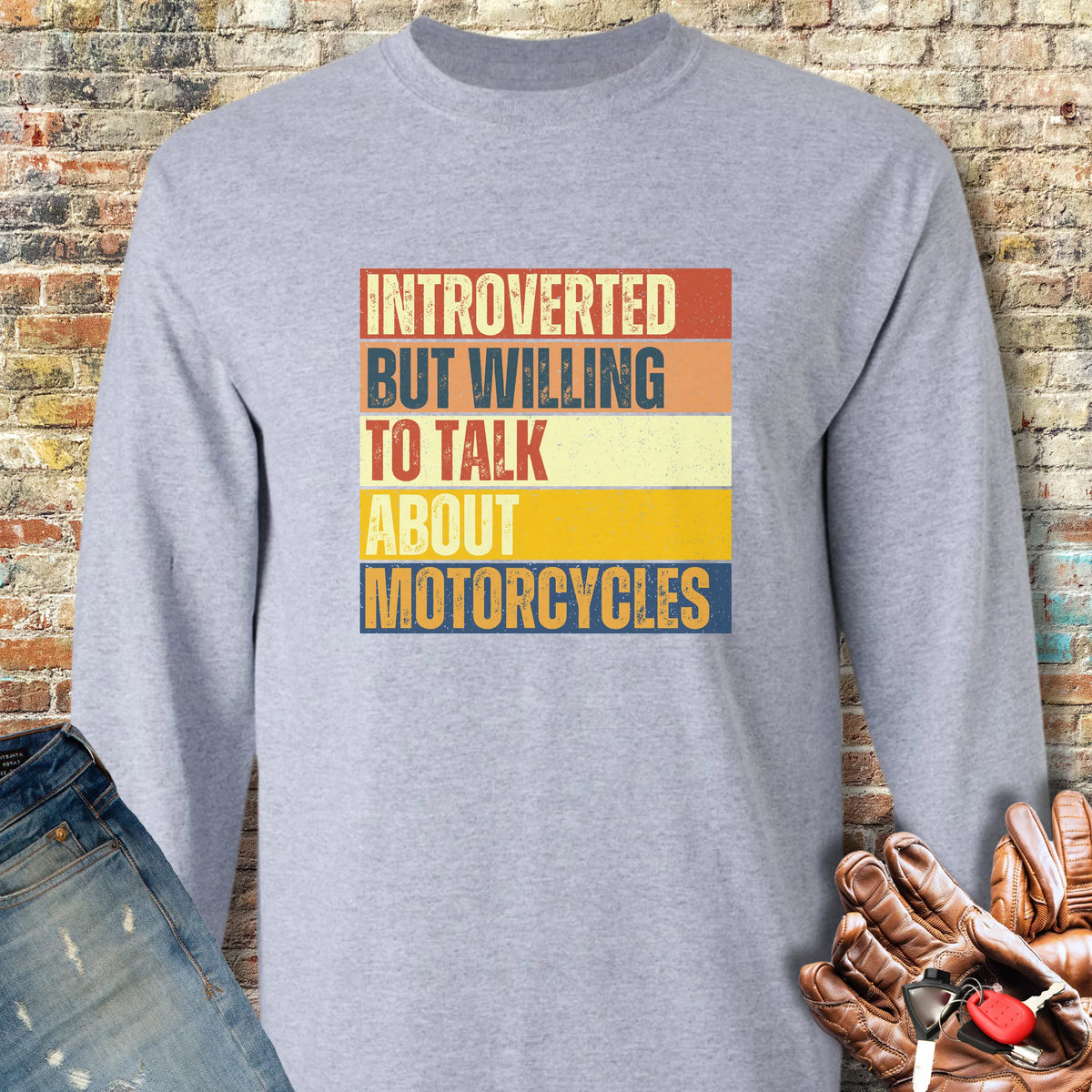 Introverted (Block) Long Sleeve T-Shirt - Sport Grey