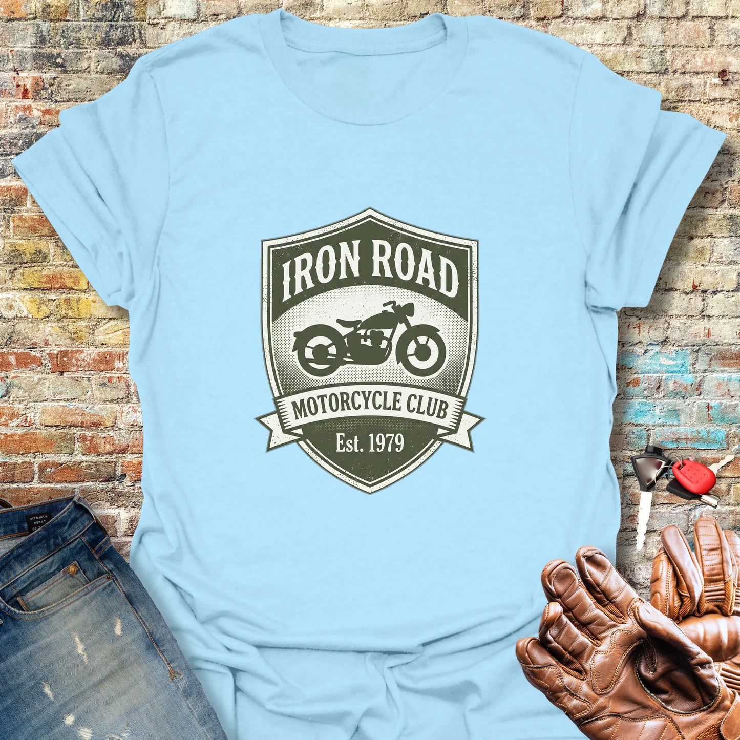 Iron Road MC T-Shirt - Light Blue