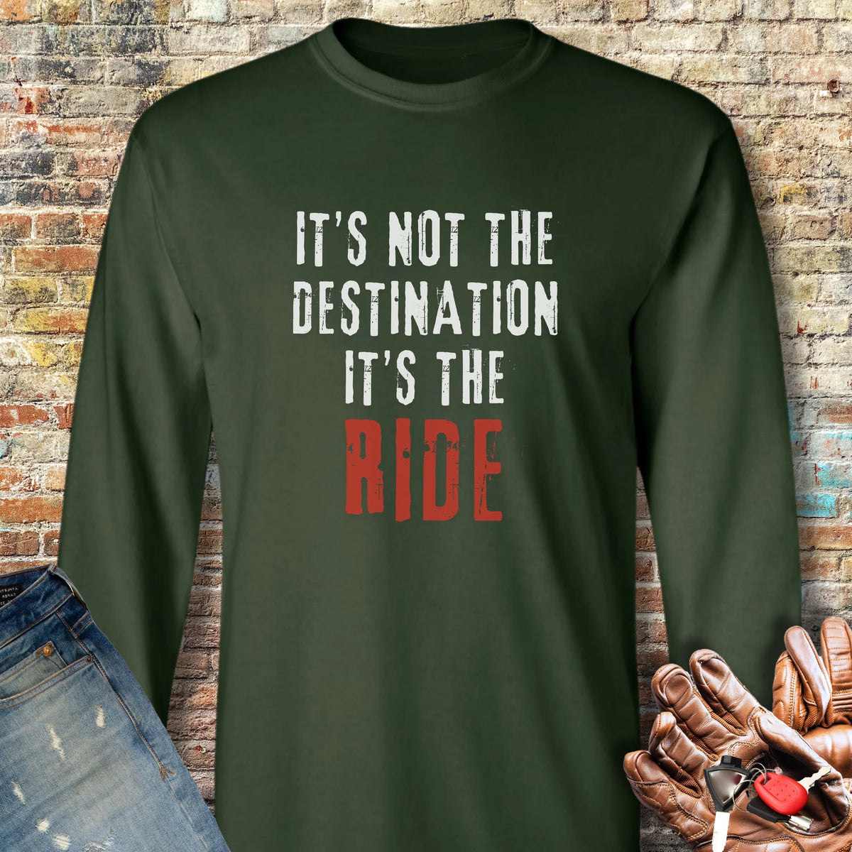 It's Not The Destination Long Sleeve T-Shirt - Forest Green